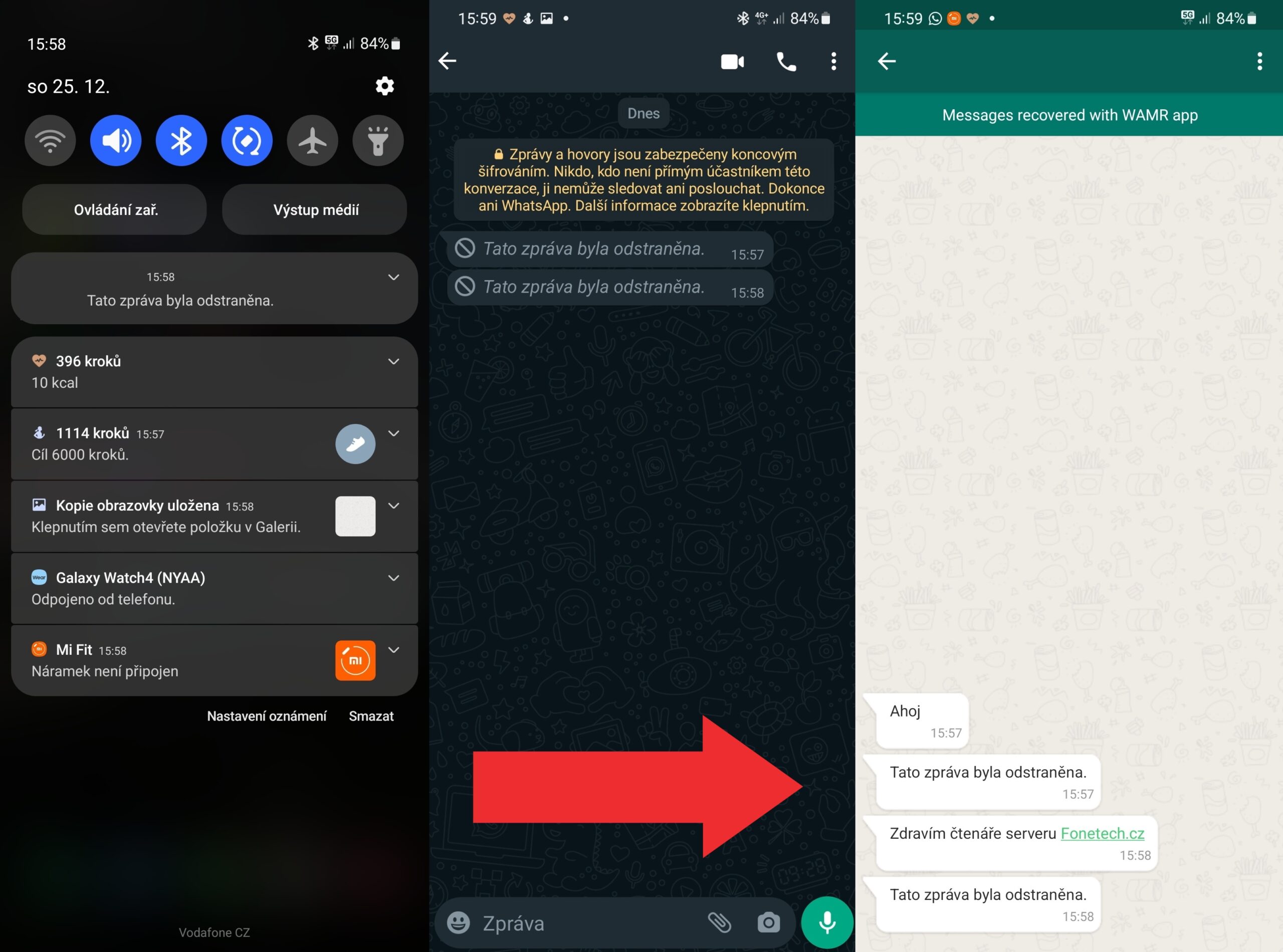 Takto vám WAMR zobrazí smazanou zprávu ve WhatsApp